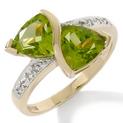 2.04ct Trilliant-Cut Peridot and Diamond 10K Ring
