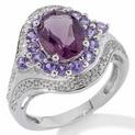 2.18ct Purple Fluorite and Sapphire 14K White Gold Ring